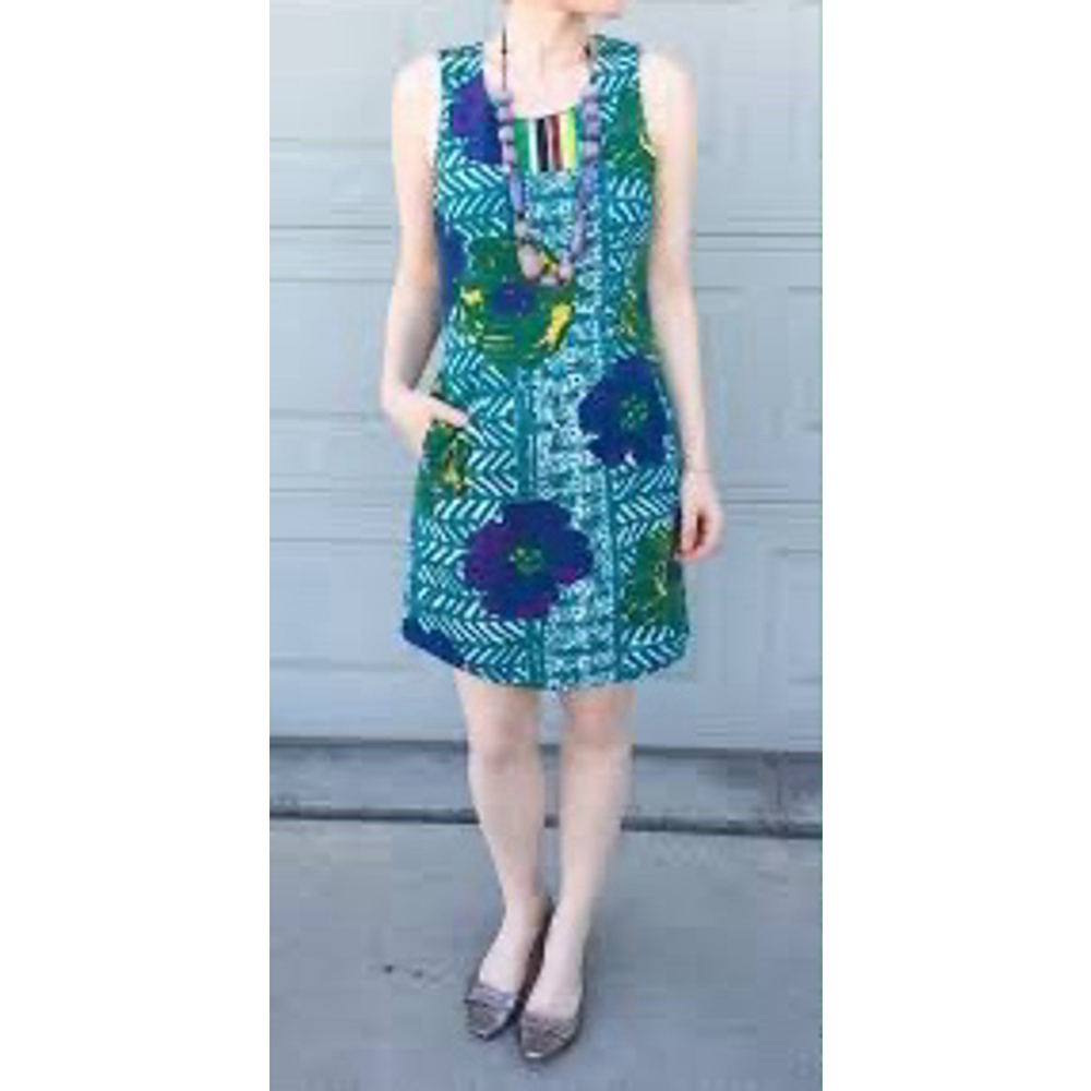 Anthro Vanessa Virginia 100% Cotton Graphic Hibiscus Dress Size 8